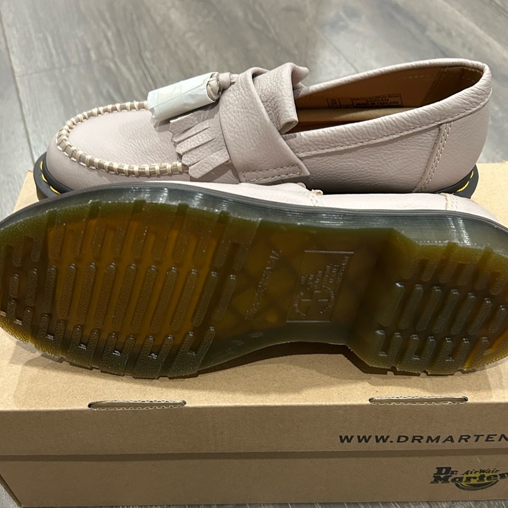 DR. MARTENS  Adrian Virginia Leather Tassel Loafers -taupe - Picture 4 of 5